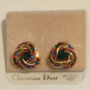 Multi colored Swarovski crystal post earrings